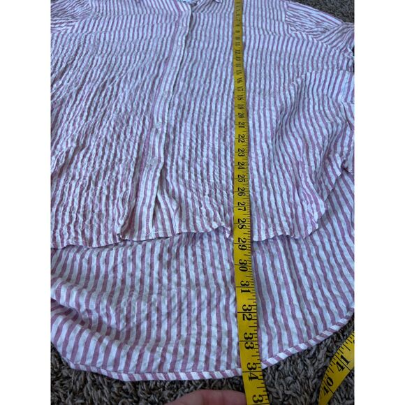 Jane + Delancey Pink White Stripe Crinkle Fabric Popover Top Womens Sz 2X - Picture 11 of 11